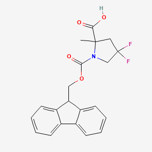 molecular formula C21H19F2NO4 B2584411 1-(9H-Fluoren-9-ylmethoxycarbonyl)-4,4-difluoro-2-methylpyrrolidine-2-carboxylic acid CAS No. 2253639-72-2