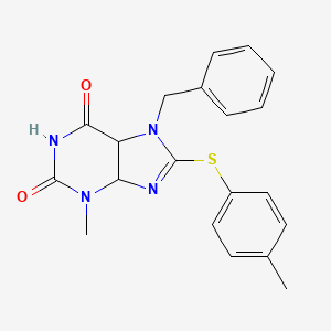 molecular formula C20H18N4O2S B2584412 7-benzyl-3-methyl-8-[(4-methylphenyl)sulfanyl]-2,3,6,7-tetrahydro-1H-purine-2,6-dione CAS No. 674330-57-5
