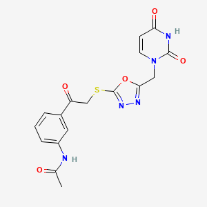 N-(3-(2-((5-((2,4-dioxo-3,4-dihydropyrimidin-1(2H)-yl)methyl)-1,3,4-oxadiazol-2-yl)thio)acetyl)phenyl)acetamide