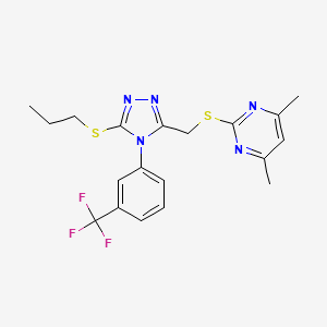 4,6-dimethyl-2-({[5-(propylsulfanyl)-4-[3-(trifluoromethyl)phenyl]-4H-1,2,4-triazol-3-yl]methyl}sulfanyl)pyrimidine