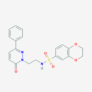 molecular formula C20H19N3O5S B2584435 N-(2-(6-Oxo-3-phenylpyridazin-1(6H)-yl)ethyl)-2,3-dihydrobenzo[b][1,4]dioxine-6-sulfonamid CAS No. 921580-59-8