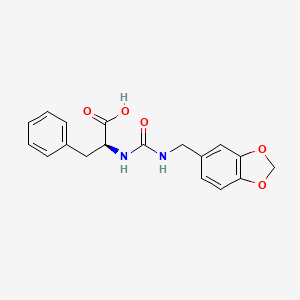 molecular formula C18H18N2O5 B2584441 (2S)-2-(1,3-benzodioxol-5-ylmethylcarbamoylamino)-3-phenylpropanoic acid CAS No. 955972-23-3