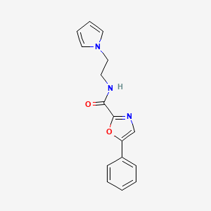 molecular formula C16H15N3O2 B2584443 N-(2-(1H-pyrrol-1-yl)ethyl)-5-phenyloxazole-2-carboxamide CAS No. 1795084-49-9