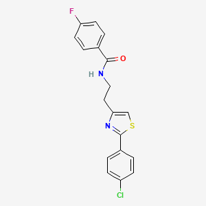molecular formula C18H14ClFN2OS B2584448 N-{2-[2-(4-氯苯基)-1,3-噻唑-4-基]乙基}-4-氟苯甲酰胺 CAS No. 895779-48-3