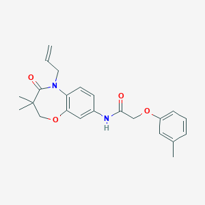molecular formula C23H26N2O4 B2584459 N-(5-allyl-3,3-dimethyl-4-oxo-2,3,4,5-tetrahydrobenzo[b][1,4]oxazepin-8-yl)-2-(m-tolyloxy)acetamide CAS No. 921869-69-4