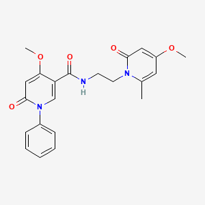 4-methoxy-N-(2-(4-methoxy-6-methyl-2-oxopyridin-1(2H)-yl)ethyl)-6-oxo-1-phenyl-1,6-dihydropyridine-3-carboxamide