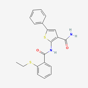 molecular formula C20H18N2O2S2 B2584484 2-(2-(Ethylthio)benzamido)-5-phenylthiophene-3-carboxamide CAS No. 952876-97-0
