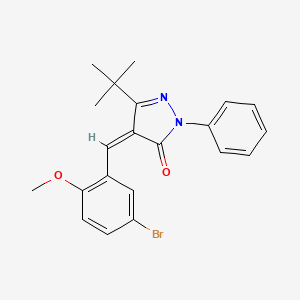 molecular formula C21H21BrN2O2 B2584493 3-(Tert-butyl)-4-((5-bromo-2-methoxyphenyl)methylene)-1-phenyl-2-pyrazolin-5-one CAS No. 1025240-27-0