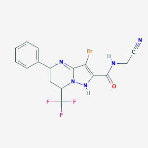 molecular formula C16H13BrF3N5O B258450 3-bromo-N-(cyanomethyl)-5-phenyl-7-(trifluoromethyl)-1,5,6,7-tetrahydropyrazolo[1,5-a]pyrimidine-2-carboxamide 