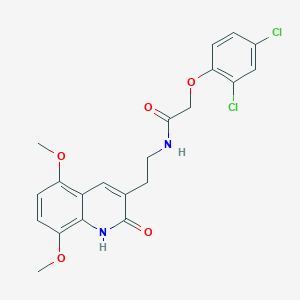 2-(2,4-dichlorophenoxy)-N-[2-(5,8-dimethoxy-2-oxo-1H-quinolin-3-yl)ethyl]acetamide