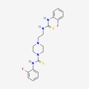 molecular formula C20H23F2N5S2 B2584502 4-(2-{[(2-fluoroanilino)carbothioyl]amino}ethyl)-N-(2-fluorophenyl)tetrahydro-1(2H)-pyrazinecarbothioamide CAS No. 454651-99-1
