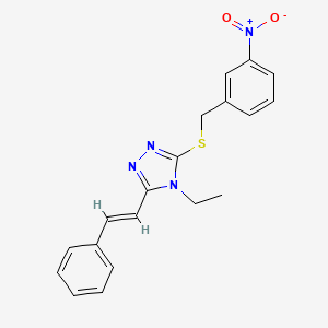 molecular formula C19H18N4O2S B2584503 4-ethyl-3-{[(3-nitrophenyl)methyl]sulfanyl}-5-[(E)-2-phenylethenyl]-4H-1,2,4-triazole CAS No. 478079-75-3