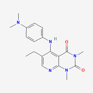 molecular formula C19H23N5O2 B2584508 5-((4-(二甲氨基)苯基)氨基)-6-乙基-1,3-二甲基吡啶并[2,3-d]嘧啶-2,4(1H,3H)-二酮 CAS No. 946203-13-0