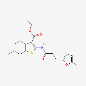 molecular formula C20H25NO4S B2584509 Ethyl 6-methyl-2-(3-(5-methylfuran-2-yl)propanamido)-4,5,6,7-tetrahydrobenzo[b]thiophene-3-carboxylate CAS No. 868153-74-6