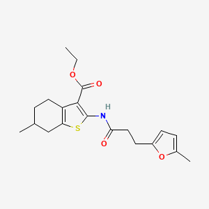 molecular formula C20H25NO4S B2584509 6-甲基-2-(3-(5-甲基呋喃-2-基)丙酰胺)-4,5,6,7-四氢苯并[b]噻吩-3-羧酸乙酯 CAS No. 868153-74-6