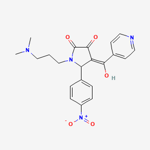 molecular formula C21H22N4O5 B2584511 1-(3-(dimethylamino)propyl)-3-hydroxy-4-isonicotinoyl-5-(4-nitrophenyl)-1H-pyrrol-2(5H)-one CAS No. 627473-59-0