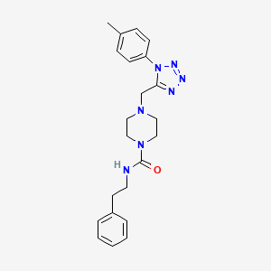 molecular formula C22H27N7O B2584520 N-苯乙基-4-((1-(对甲苯基)-1H-四唑-5-基)甲基)哌嗪-1-甲酰胺 CAS No. 1049459-93-9