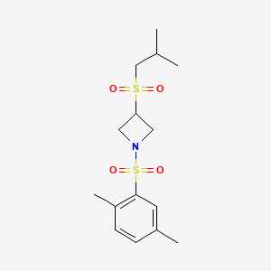 molecular formula C15H23NO4S2 B2584521 1-((2,5-二甲苯磺酰基)-3-(异丁基磺酰基)氮杂环丁烷 CAS No. 1797696-95-7