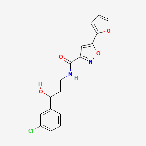 molecular formula C17H15ClN2O4 B2584528 N-(3-(3-氯苯基)-3-羟基丙基)-5-(呋喃-2-基)异恶唑-3-甲酰胺 CAS No. 2034515-97-2