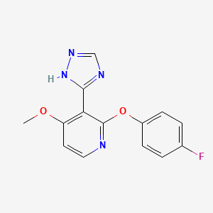 molecular formula C14H11FN4O2 B2584539 2-(4-氟苯氧基)-4-甲氧基-3-(1H-1,2,4-三唑-3-基)吡啶 CAS No. 341966-67-4