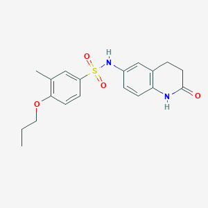 molecular formula C19H22N2O4S B2584543 3-methyl-N-(2-oxo-1,2,3,4-tetrahydroquinolin-6-yl)-4-propoxybenzenesulfonamide CAS No. 922059-67-4