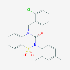 molecular formula C22H19ClN2O3S B2584551 4-(2-chlorobenzyl)-2-(2,4-dimethylphenyl)-2H-benzo[e][1,2,4]thiadiazin-3(4H)-one 1,1-dioxide CAS No. 892360-36-0