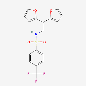 molecular formula C17H14F3NO4S B2584559 N-(2,2-di(furan-2-yl)ethyl)-4-(trifluoromethyl)benzenesulfonamide CAS No. 2319897-53-3