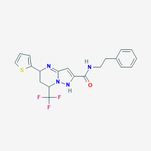 molecular formula C20H19F3N4OS B258456 N-(2-phenylethyl)-5-thiophen-2-yl-7-(trifluoromethyl)-1,5,6,7-tetrahydropyrazolo[1,5-a]pyrimidine-2-carboxamide 
