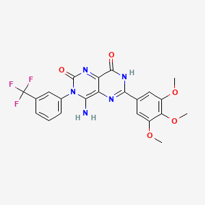 molecular formula C22H18F3N5O5 B2584562 4-亚氨基-3-(3-(三氟甲基)苯基)-6-(3,4,5-三甲氧基苯基)-1,3,7-三氢-5,7-二氮杂喹唑啉-2,8-二酮 CAS No. 1119391-73-9