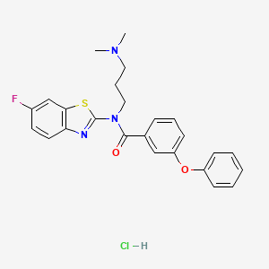 molecular formula C25H25ClFN3O2S B2584565 N-(3-(dimethylamino)propyl)-N-(6-fluorobenzo[d]thiazol-2-yl)-3-phenoxybenzamide hydrochloride CAS No. 1215604-43-5