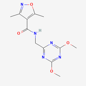 molecular formula C12H15N5O4 B2584569 N-((4,6-二甲氧基-1,3,5-三嗪-2-基)甲基)-3,5-二甲基异恶唑-4-甲酰胺 CAS No. 2034411-49-7