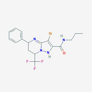 molecular formula C17H18BrF3N4O B258457 3-bromo-5-phenyl-N-propyl-7-(trifluoromethyl)-1,5,6,7-tetrahydropyrazolo[1,5-a]pyrimidine-2-carboxamide 
