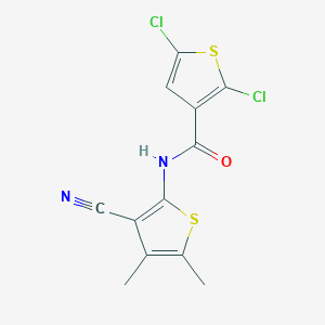 molecular formula C12H8Cl2N2OS2 B2584576 2,5-dichloro-N-(3-cyano-4,5-dimethylthiophen-2-yl)thiophene-3-carboxamide CAS No. 896306-59-5