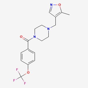molecular formula C17H18F3N3O3 B2584582 (4-((5-甲基异恶唑-4-基)甲基)哌嗪-1-基)(4-(三氟甲氧基)苯基)甲苯酮 CAS No. 2034542-16-8