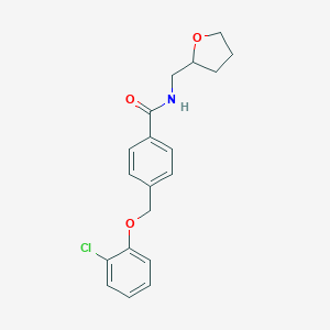 molecular formula C19H20ClNO3 B258459 4-[(2-chlorophenoxy)methyl]-N-(oxolan-2-ylmethyl)benzamide 