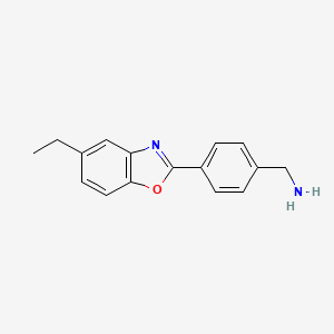 molecular formula C16H16N2O B2584591 1-[4-(5-Ethyl-1,3-benzoxazol-2-yl)phenyl]methanamine CAS No. 875000-10-5