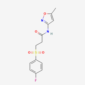 molecular formula C13H13FN2O4S B2584594 3-((4-氟苯基)磺酰基)-N-(5-甲基异恶唑-3-基)丙酰胺 CAS No. 898405-73-7