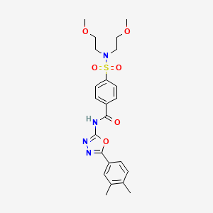 molecular formula C23H28N4O6S B2584603 4-(N,N-bis(2-methoxyethyl)sulfamoyl)-N-(5-(3,4-dimethylphenyl)-1,3,4-oxadiazol-2-yl)benzamide CAS No. 899963-38-3