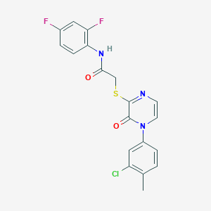 2-((4-(3-chloro-4-methylphenyl)-3-oxo-3,4-dihydropyrazin-2-yl)thio)-N-(2,4-difluorophenyl)acetamide
