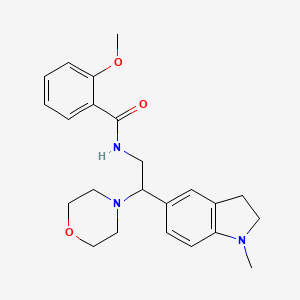 molecular formula C23H29N3O3 B2584617 2-methoxy-N-(2-(1-methylindolin-5-yl)-2-morpholinoethyl)benzamide CAS No. 922115-34-2