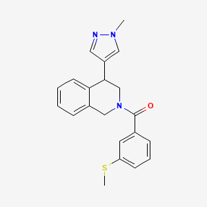 molecular formula C21H21N3OS B2584621 (4-(1-methyl-1H-pyrazol-4-yl)-3,4-dihydroisoquinolin-2(1H)-yl)(3-(methylthio)phenyl)methanone CAS No. 2034463-77-7