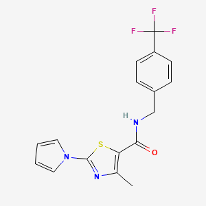 molecular formula C17H14F3N3OS B2584632 4-methyl-2-(1H-pyrrol-1-yl)-N-[4-(trifluoromethyl)benzyl]-1,3-thiazole-5-carboxamide CAS No. 1251703-12-4