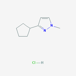 molecular formula C9H15ClN2 B2584643 3-cyclopentyl-1-methyl-1H-pyrazole hydrochloride CAS No. 2137851-34-2