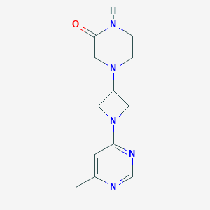 molecular formula C12H17N5O B2584659 4-[1-(6-Methylpyrimidin-4-yl)azetidin-3-yl]piperazin-2-one CAS No. 2415513-68-5