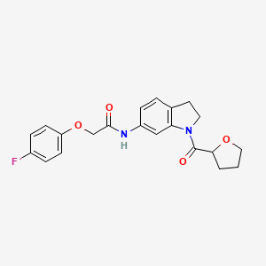 molecular formula C21H21FN2O4 B2584663 2-(4-fluorophenoxy)-N-(1-(tetrahydrofuran-2-carbonyl)indolin-6-yl)acetamide CAS No. 1040657-97-3