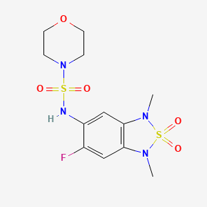 molecular formula C12H17FN4O5S2 B2584669 N-(6-氟-1,3-二甲基-2,2-二氧化-1,3-二氢苯并[c][1,2,5]噻二唑-5-基)吗啉-4-磺酰胺 CAS No. 2034590-01-5