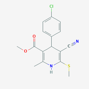 molecular formula C16H15ClN2O2S B258467 4-(4-Chlorophenyl)-2-methyl-5-cyano-6-(methylthio)-1,4-dihydropyridine-3-carboxylic acid methyl ester 