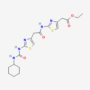 Ethyl 2-(2-(2-(2-(3-cyclohexylureido)thiazol-4-yl)acetamido)thiazol-4-yl)acetate