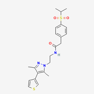 N-(2-(3,5-dimethyl-4-(thiophen-3-yl)-1H-pyrazol-1-yl)ethyl)-2-(4-(isopropylsulfonyl)phenyl)acetamide
