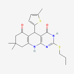 8,8-dimethyl-5-(5-methylthiophen-2-yl)-2-(propylsulfanyl)-5,8,9,10-tetrahydropyrimido[4,5-b]quinoline-4,6(3H,7H)-dione